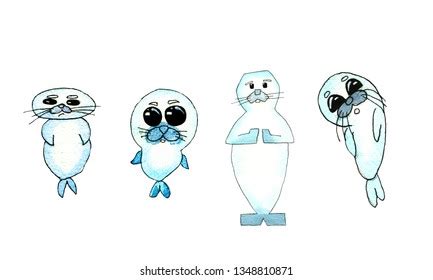 Baikal Seal Pups Protest Against Environmental Stock Illustration ...