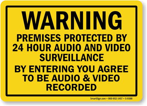 Premises Protected By 24 Hour Audio & Video Surveillance Sign, SKU: S-9388