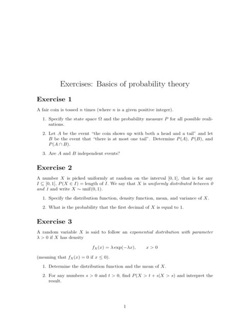 Exercises: Basics of probability theory