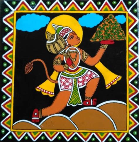 Hanuman, Tikuli Art (Size-8 x 8 inch) - International Indian Folk Art ...