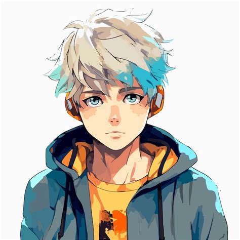 Diseño de ilustración de vector de personaje de estilo anime de hombre joven manga anime boy ...