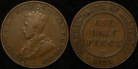 Australia 1923 Half Penny about Fine - The Purple Penny