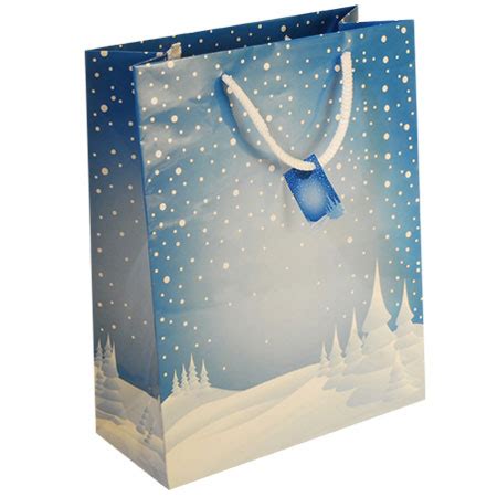 GIP10LG - Large Blue Xmas Gloss Laminated Christmas Gift Bags