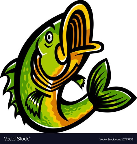 Jumping bass fish icon Royalty Free Vector Image