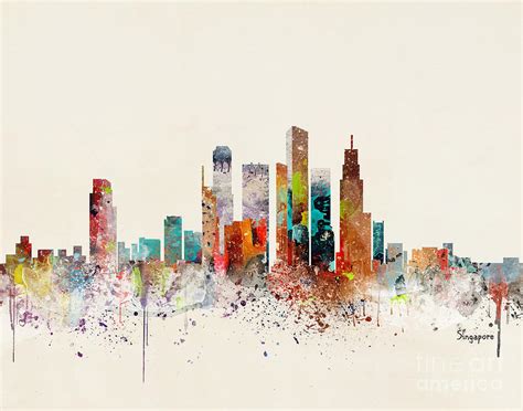 Singapore Skyline Painting by Bri Buckley - Fine Art America