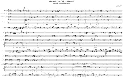 Driftveil City (Jazz Quartet) - Sheet music for Trumpet, Hammond Organ ...