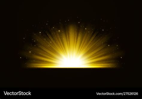 Golden bright shining light effect with stars Vector Image