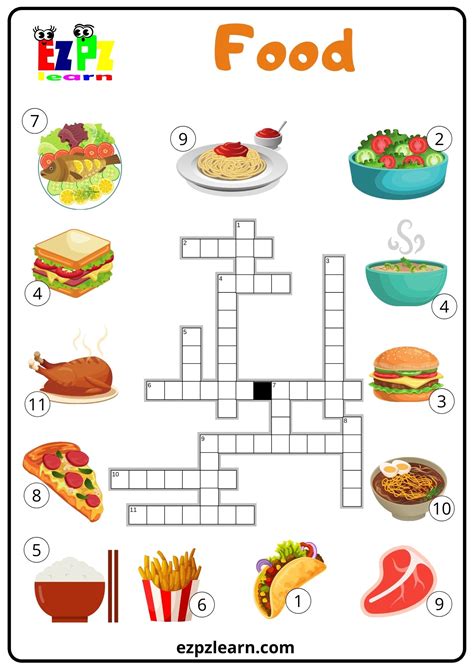 Food Crossword - Ezpzlearn.com