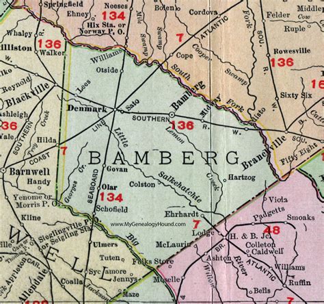 Bamberg County, South Carolina, 1911, Map, Rand McNally, Denmark, Ehrhardt, Olar