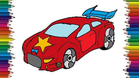 How to draw a race car step by step easy - Car drawing and coloring - YouTube