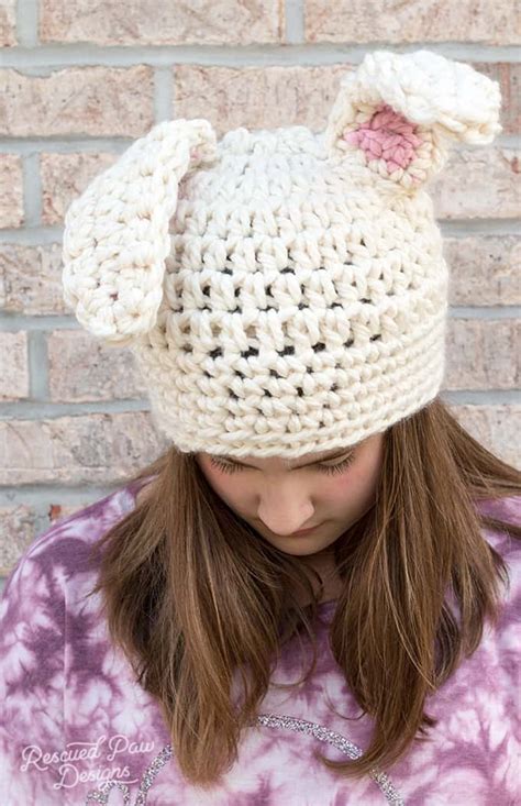 Crochet Floppy Bunny Ears Hat - Easy Crochet