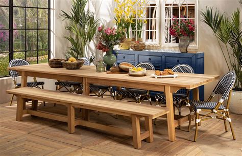 Indoor and Outdoor Wooden Dining Table with Benches | Block & Chisel