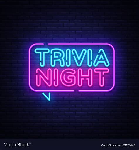 Trivia night announcement neon signboard Vector Image