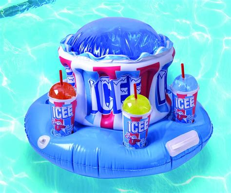 ICEE Inflatable Pool Drink Holder Cooler To Kids Adults Zippered Ice Compartment - Walmart.com ...