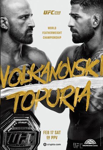 UFC 298: Volkanovski vs. Topuria | MMA Event | Tapology