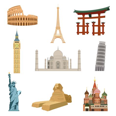 World famous landmarks 454082 Vector Art at Vecteezy