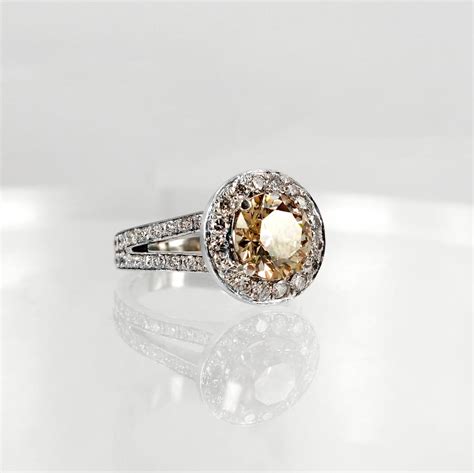 Cognac Diamond Halo Engagement Ring / Pilkington Jewellers