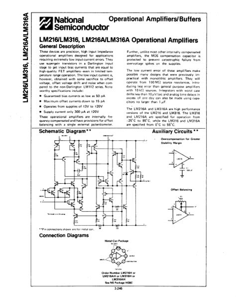 LM316A Datasheet - Operational Amplifier