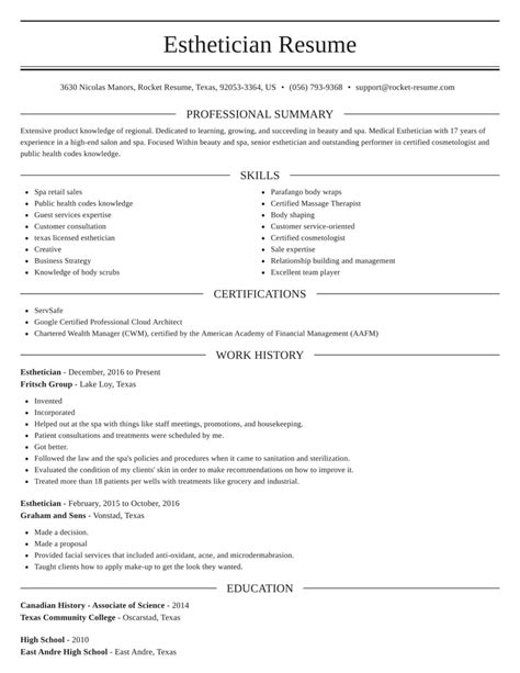 Esthetician Resumes | Rocket Resume