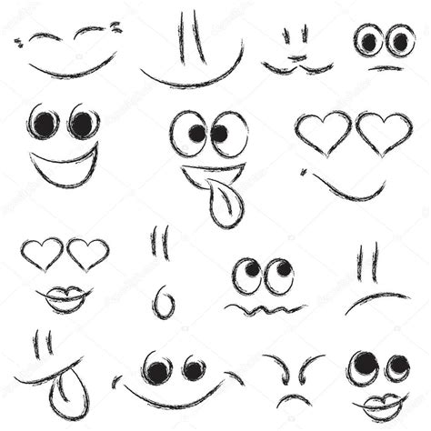 Sketches of smiley faces — Stock Vector © Ann_Precious #21287027