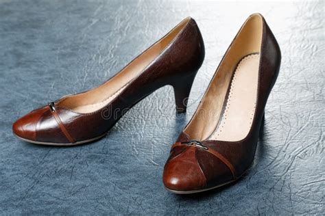 Brown female shoes stock image. Image of highheeled, dappled - 96025995