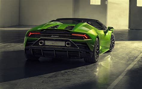 Lamborghini Huracan Evo Spyder, 2019, rear view, green supercar, new ...