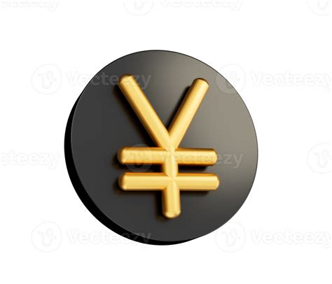 JPY Japanese Yen currency symbol in gold and black 3d Illustration 37843748 PNG