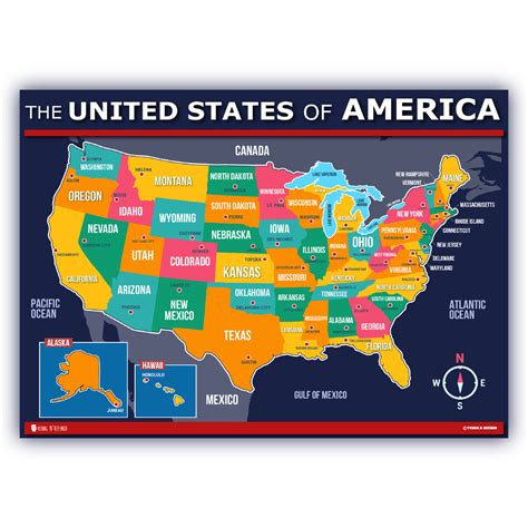 Map of USA for kids LAMINATED Large Poster – Young N' Refined