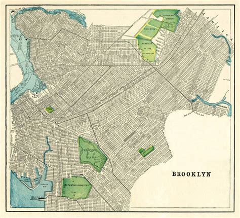 Old Map of Brooklyn Brooklyn Map Restored Detailed Old City - Etsy