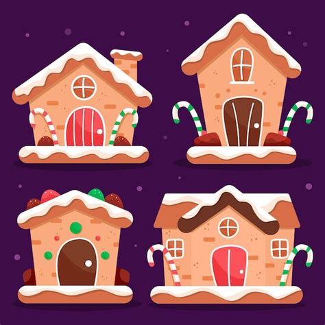 Free Vector | Flat design gingerbread house collection