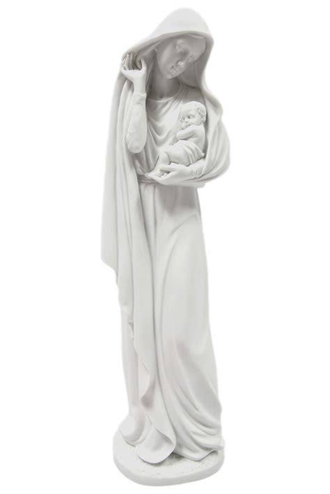 Buy 18" Virgin Mary Mother with Baby Jesus Child White Statue Sculpture ...