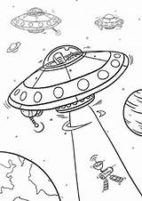 Coloring Spaceship Alien Ship Pages Drawing Space Kids Printable Aliens  sketch template