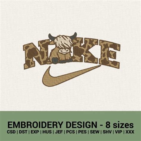 Nike highland cow logo machine embroidery design files download