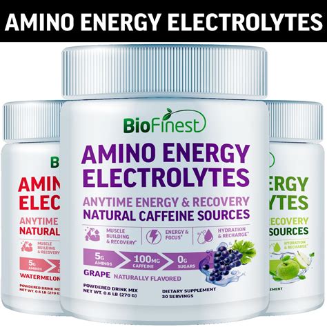 Biofinest Amino Energy Electrolyte Drink Powder -BCAA Amino Acids Coffee Bean Caffeine Muscle ...