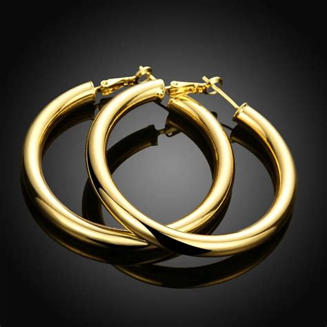 hoop earrings yellow gold hoop earrings for women big loop hoop earrings circle earring fashion ...