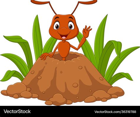 Cartoon ants in ant hill Royalty Free Vector Image