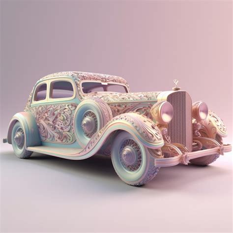 Premium AI Image | A colorful car with a floral pattern on the front.