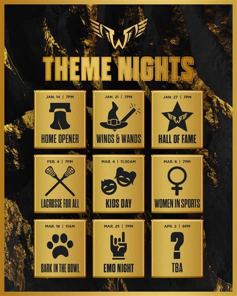 Philadelphia Wings on Twitter: "The 2022-2023 Theme Night Schedule has been released, and single ...