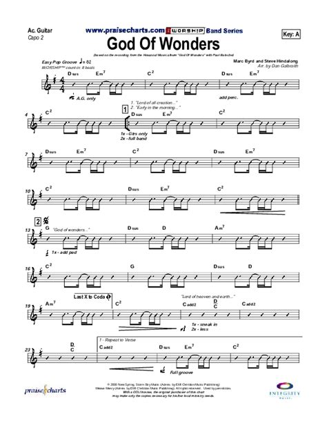 God Of Wonders Acoustic Guitar Sheet Music PDF (Paul Baloche ...