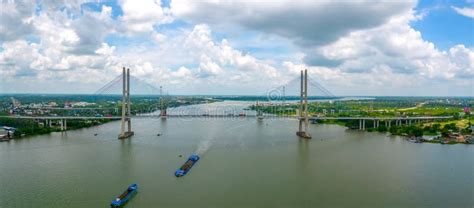 My Thuan Bridge, Vinh Long City, Vietnam, Aerial View Stock Image ...