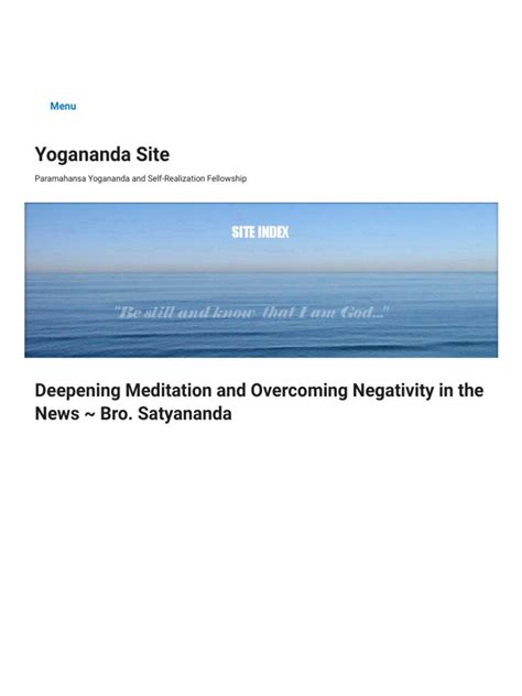 Deepening Meditation and Overcoming Negativity in The News Bro. Satyananda - Yogananda Site ...