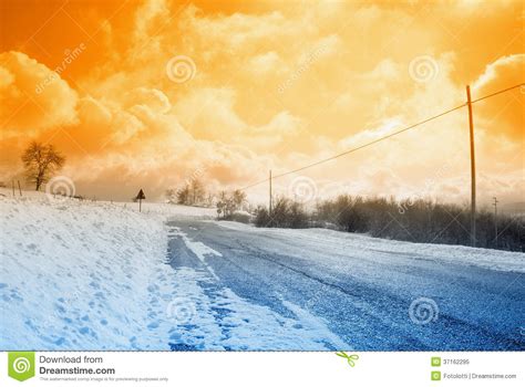 Mountain road at sunset stock image. Image of clouds - 37162295