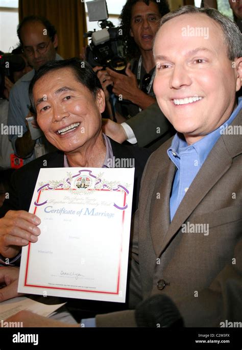 Former 'Star Trek' actor George Takei and his partner Brad Altman receive their marriage licence ...