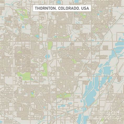 Thornton Colorado US City Street Map Digital Art by Frank Ramspott