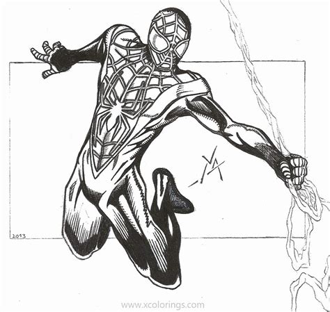 Spider Man Miles Morales Coloring Pages - XColorings.com