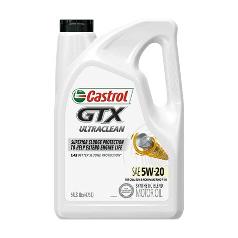 Castrol GTX Ultraclean 5W-20 Synthetic Blend Motor Oil, 5 Quarts - Walmart.com - Walmart.com