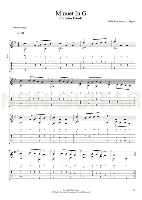 Minuet in G - Christian Petzold — NBN Guitar | Guitar sheet music, Classical guitar sheet music ...