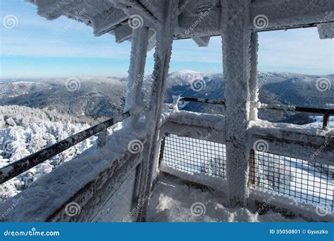 Lookout Tower Covered By Snow Stock Image - Image: 35050801