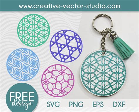 Free Keychain Round Patterns, PNG, DXF, EPS | Creative Vector Studio