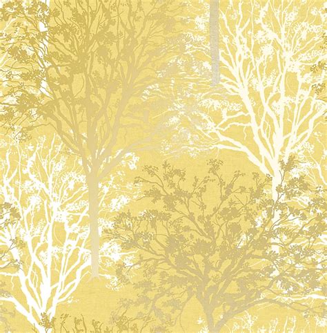 Boutique Arbre Yellow Tree Mica effect Smooth Wallpaper | Tradepoint